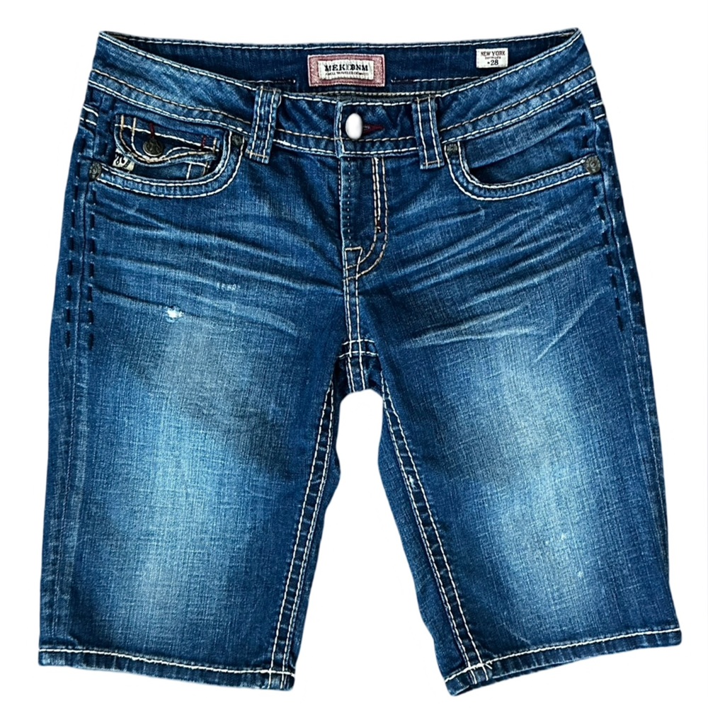MEK Denim USA NEW YORK BERMUDA SHORT Blue Denim Women Size 28.